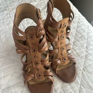 Jack Rogers Brown Cutout Strappy Heels